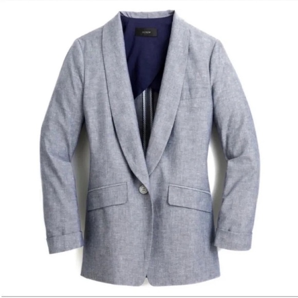 J. Crew Unstructured Shawl Collar Cotton Linen Blazer NWT - Picture 4 of 11